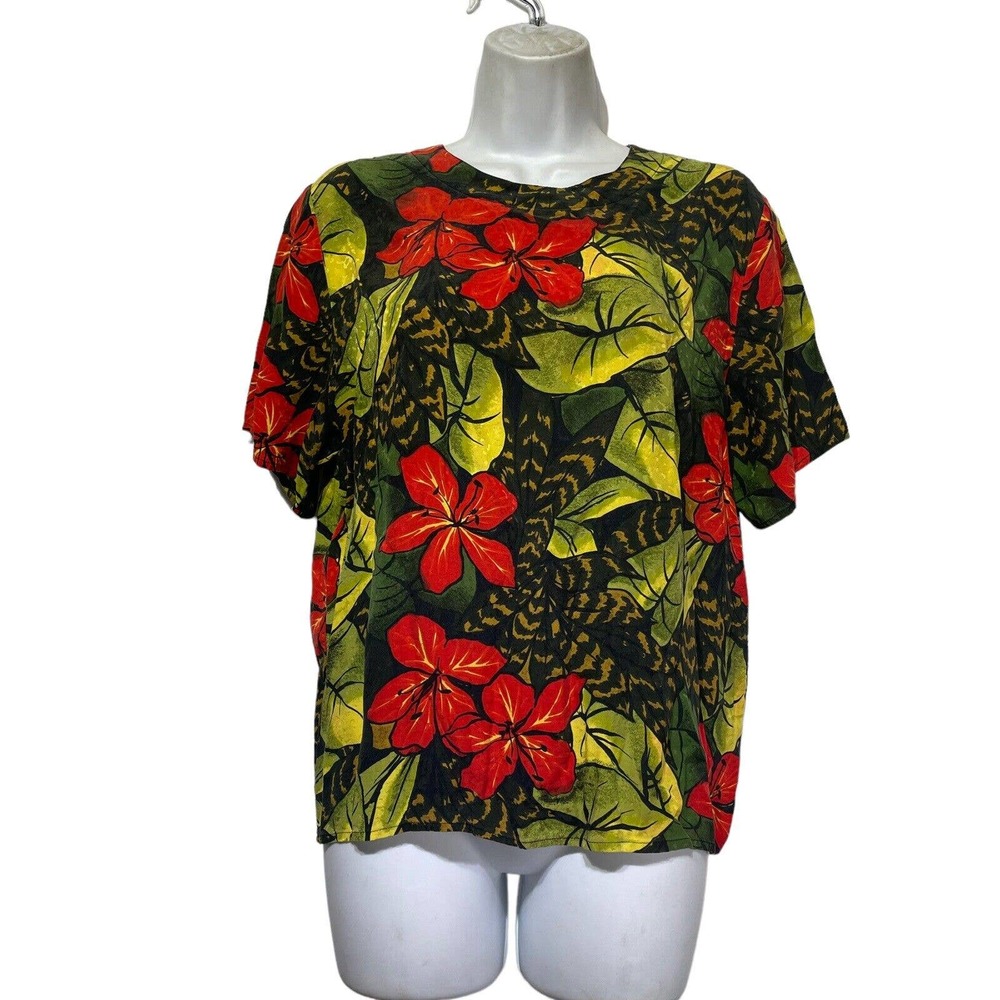 anna and frank silk floral button up blouse Size M